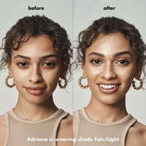 Before and after comparison of skin using E.l.f Halo Glow Liquid Filter 2 Fair