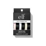 Detail shot of E.L.F. Putty Primer Trio contents showing travel-size jars and unique textures.