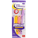 Feather Flamingo Eyebrow Razor with protective cap, ideal for precise facial hair removal and dermaplaning