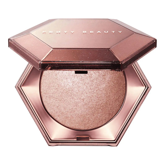 Fenty Beauty Diamond Bomb All Over Diamond Veil Rosé Rave swatch showcasing pure pink and gold sparkle on skin