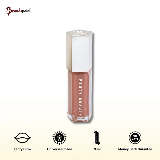 Fenty Beauty Gloss Bomb Lip Luminizer in Fenty Glow - product shot showing the iconic pink tube with gold cap