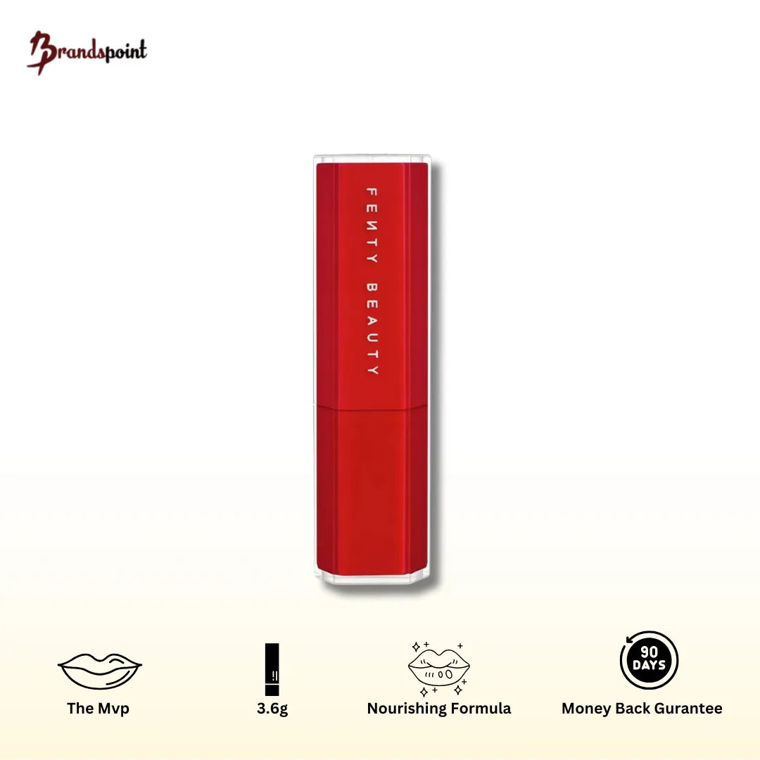 Fenty Beauty Gloss Bomb Stick in shade The Mvp - product packaging and stick close-up with cap off