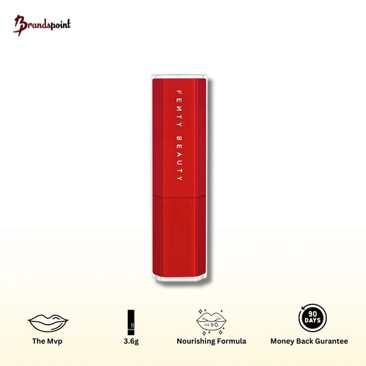 Fenty Beauty Gloss Bomb Stick in shade The Mvp - product packaging and stick close-up with cap off