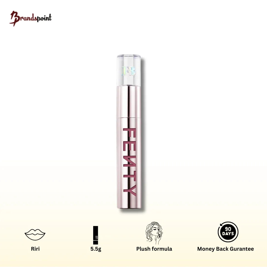 Fenty Beauty Icon Velvet Liquid Lipstick Riri - product box and applicator in hand