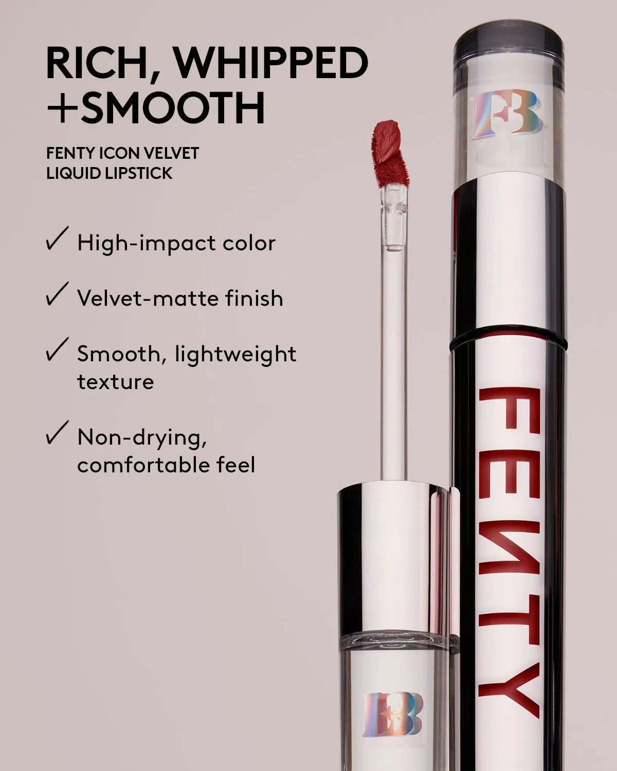 Fenty Beauty Icon Velvet Liquid Lipstick The MVP product packaging and tube