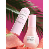 Side view of Glow Recipe Dew Balm Sunscreen Stick showing stick format and watermelon design.