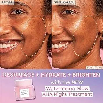 Glow Recipe Watermelon Glow AHA Night Treatment 60ml set with other skincare products