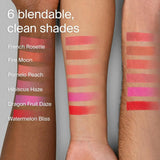 Arm swatch of Haus Labs Color Fuse Blush Watermelon Bliss showing blendable pink pigment