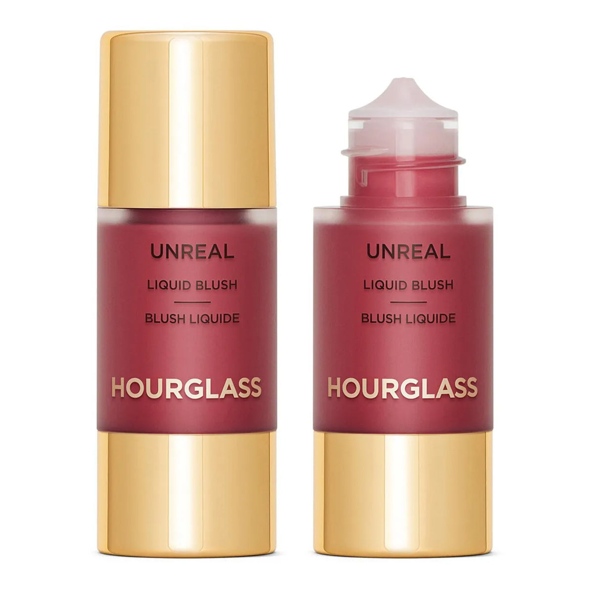 Hourglass Unreal Liquid Blush Craft shade swatch on skin showing natural dewy finish