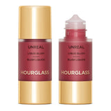 Hourglass Unreal Liquid Blush Craft shade swatch on skin showing natural dewy finish