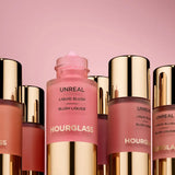 Side view of Hourglass Unreal Liquid Blush bottle in Vision, showcasing the precision dropper and serum-like liquid.