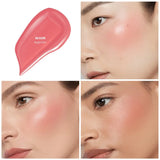 Model wearing Hourglass Unreal Liquid Blush in Whim - natural flushed cheeks
