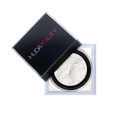 Huda Beauty Easy Bake Loose Baking & Setting Powder in Sugar Cookie 20g packshot on white background
