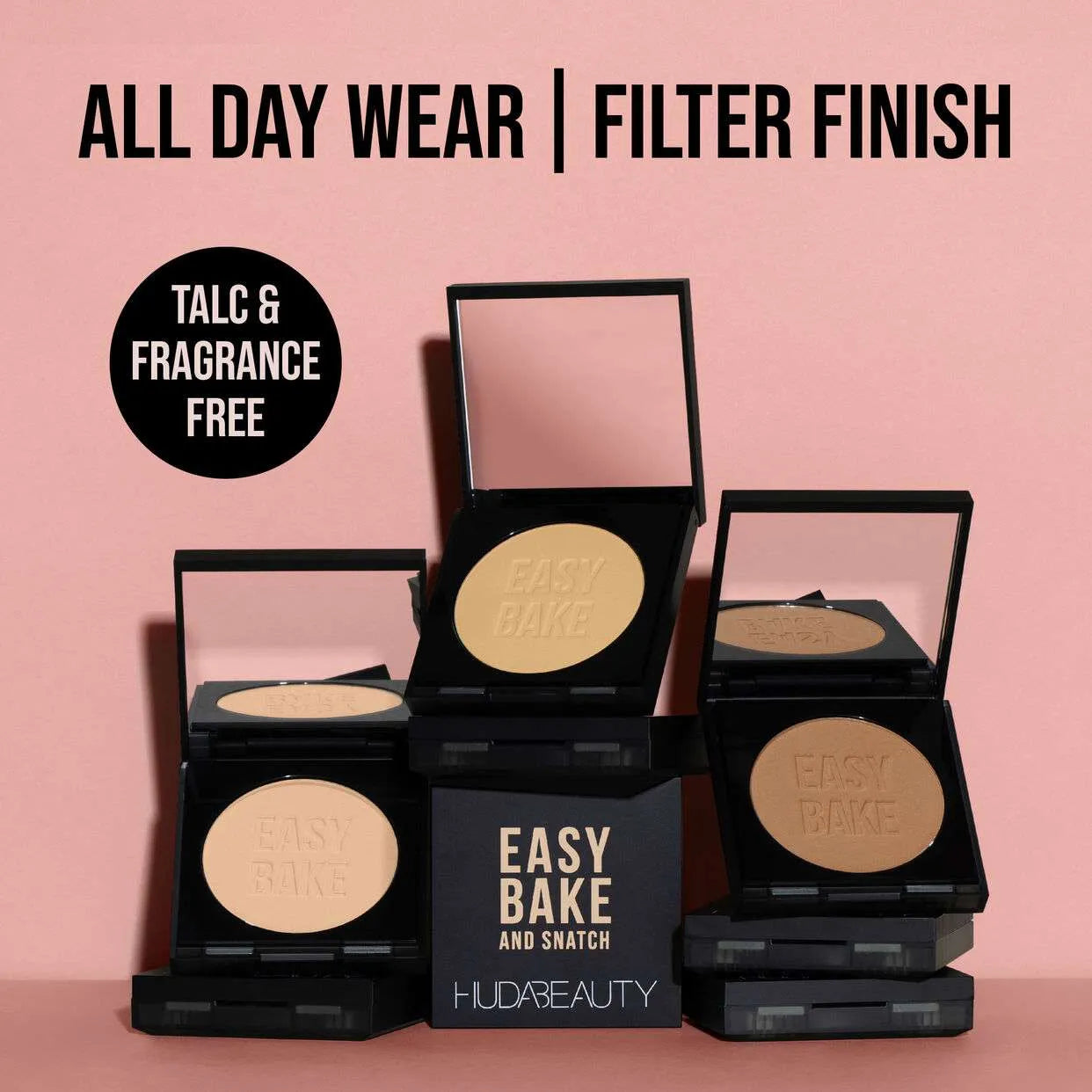 Huda Beauty Easy Bake Pressed Powder Cupcake Infographic Ingredients and Benefits