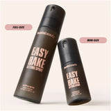 Comparison of Huda Beauty Easy Bake Setting Spray 100ml and 30ml sizes for travel