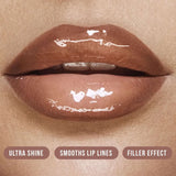 Huda Beauty Faux Filler Lip Gloss ingredient callouts Vitamin E and Vegan Collagen