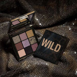 9 shade display of Huda Beauty Jaguar mini eyeshadow palette – cool tones