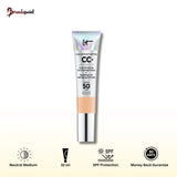 IT Cosmetics Your Skin But Better™ CC+ Cream SPF 50+ in Neutral Medium shade, showing the product tube and color swatch.