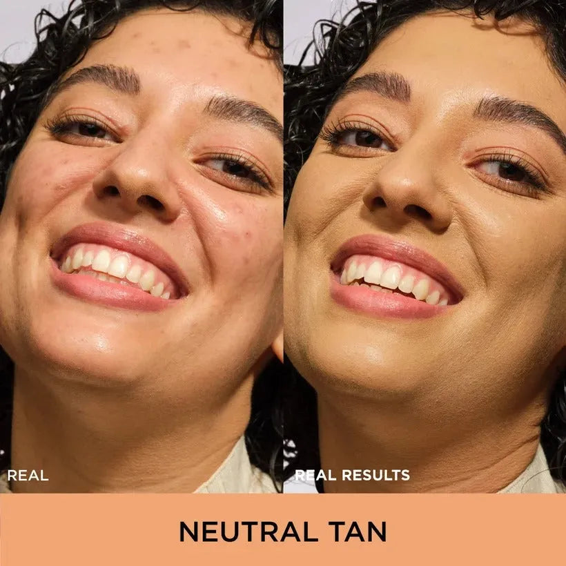 IT Cosmetics CC+ Cream Neutral Tan shade swatch on skin - full coverage foundation demo