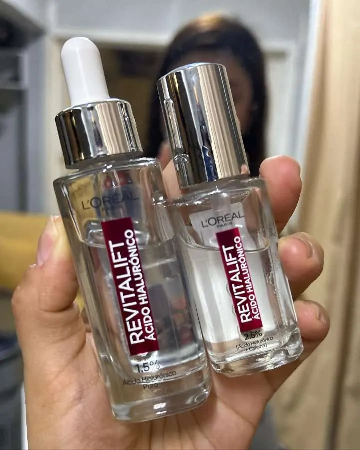 L'Oreal Revitalift HA Serum packaging with ingredients