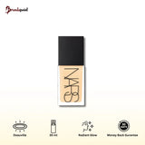 Nars Light Reflecting Foundation Deauville 30ml bottle front view, medium coverage natural finish foundation for all skin types