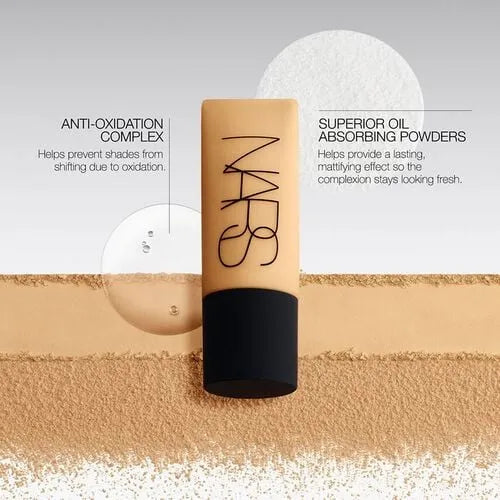 Applying NARS Soft Matte foundation Valencia with brush