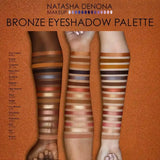 Natasha Denona Bronze Eyeshadow Palette swatches on skin showing metallic and matte finishes