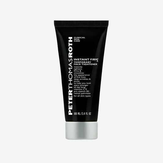 Peter Thomas Roth Instant Firmx Temporary Face Tightener product bottle front view, 100ml size, white and silver packaging