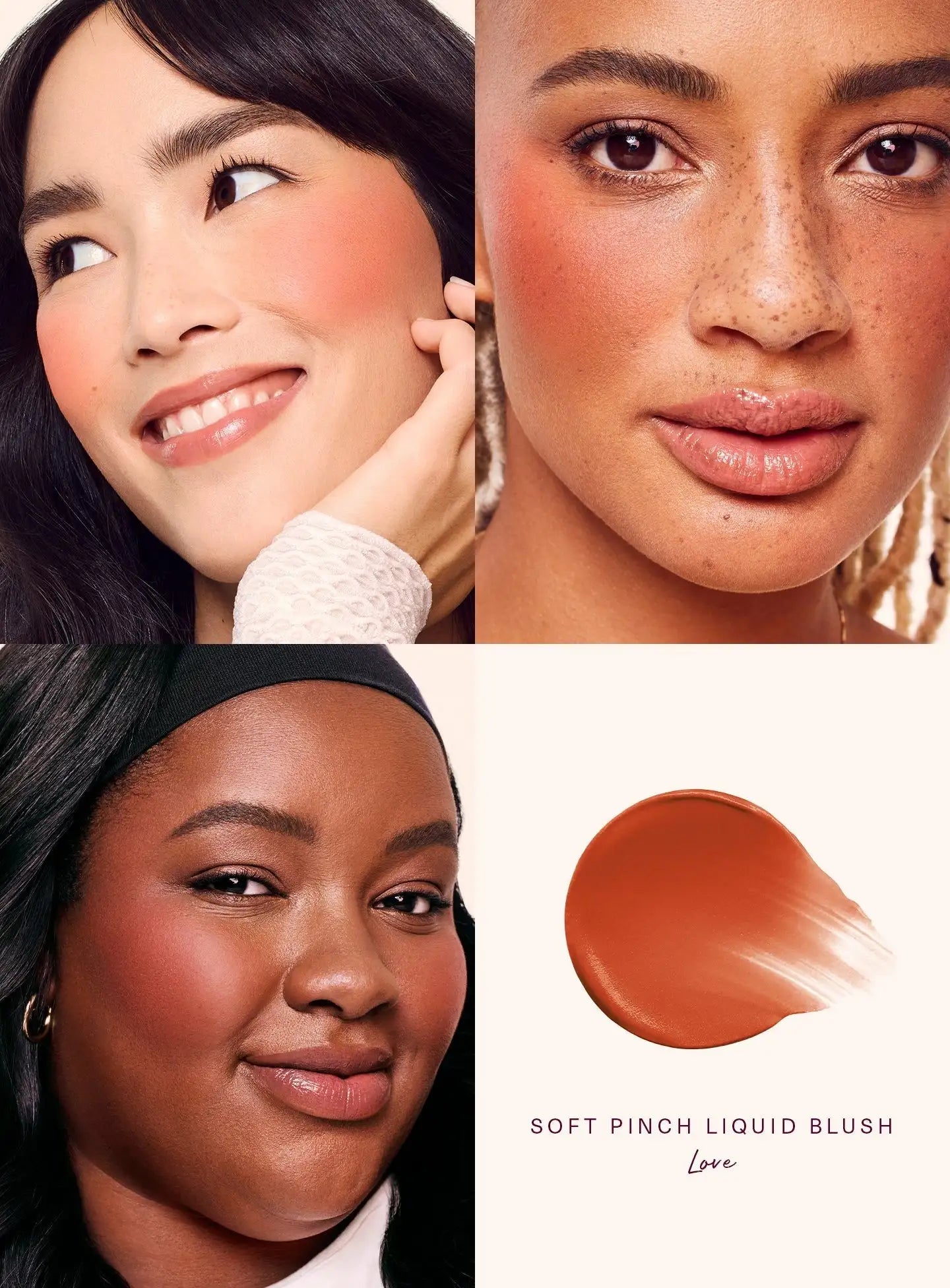 Rare Beauty Soft Pinch Liquid Blush Love applicator and product texture - doe-foot applicator