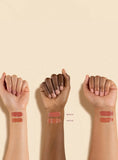 Arm swatches of multiple Rare Beauty Soft Pinch Liquid Blush shades including Virtue dewy finish