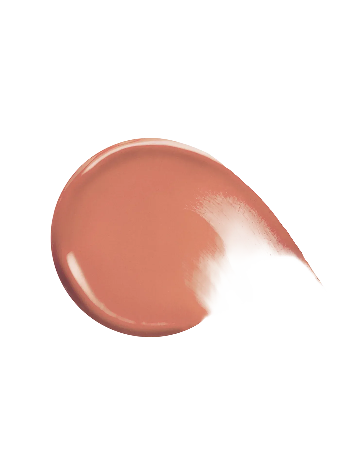 Swatch of Rare Beauty Soft Pinch Liquid Blush in Virtue on skin showing dewy beige peach color