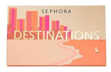 Sephora Turn Up The Heat eyeshadow palette swatches on skin - matte peach, coral, brown, champagne shimmer, fuchsia, and coral-peach shimmer