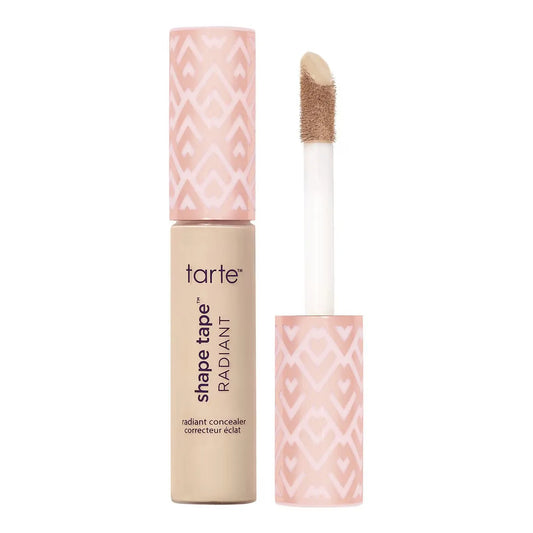 Tarte Shape Tape Radiant Concealer swatch in 20S Light Sand, showcasing its smooth, full coverage and radiant finish on fair skin. Ideal for brightening and concealing.