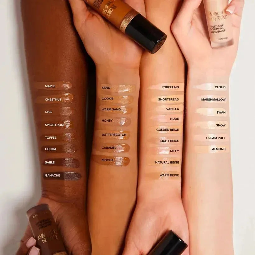 Too Faced Born This Way Concealer Light Beige being applied under eye for coverage demonstration