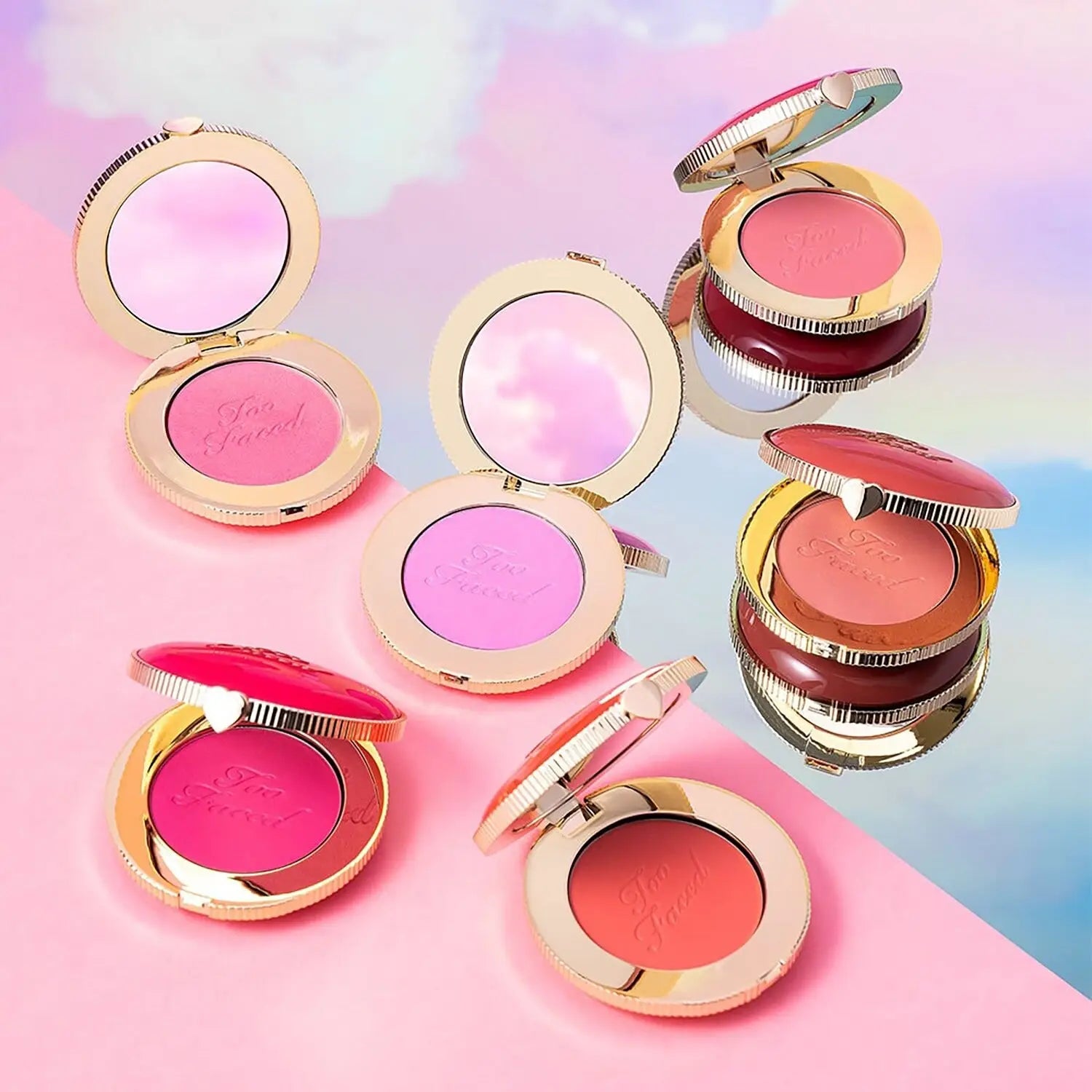 Close-up of Too Faced Cloud Crush Blush Tequila Sunset cushiony velvet texture