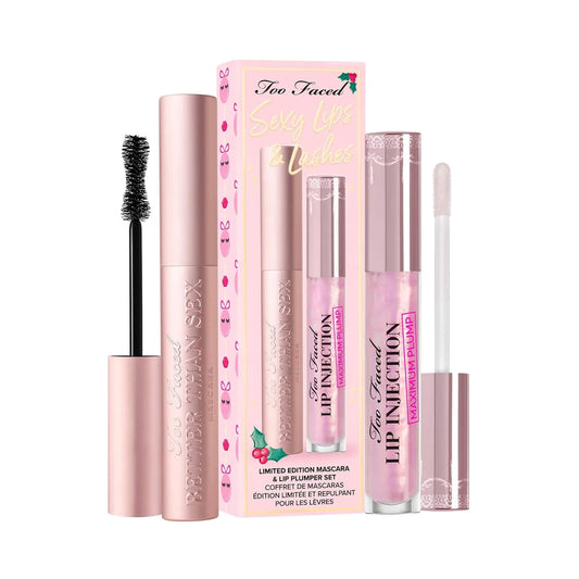 Too Faced Limited Edition Sexy Lips & Lashes Set with Better Than Sex Mascara and Lip Injection Maximum Plump in pink packaging