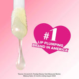 Swatch of Too Faced Lip Injection Extreme Lip Plumper in Bubblegum Yum showing sheer pink shimmer on skin